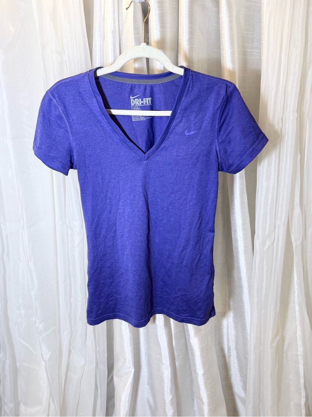 Nike Purple V-Neck Dri-FIT Short Sleeve Tee